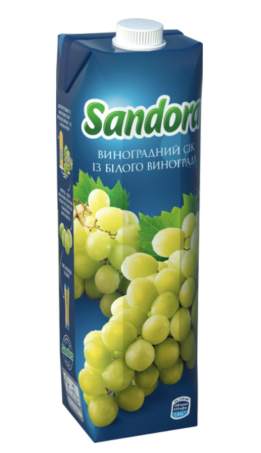 Сік Sandora Виноградний із білого винограду 0.95 л тетра-пак